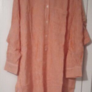 H&M women's shear shirt white/orange stripe XXL long sleeves workwear casualwear